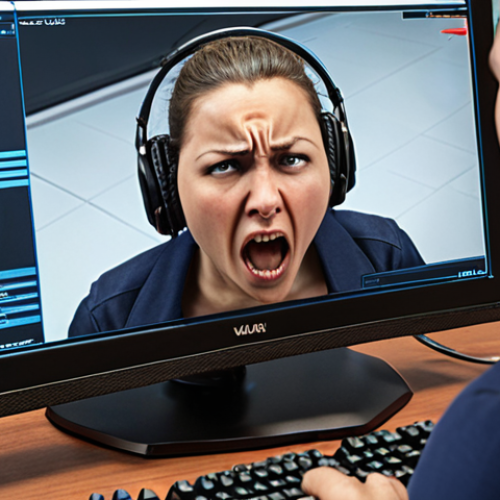 Home 6 **A Valorant player yelling at their screen in frustration because a teammate bought an Operator with insufficient funds, highlighting the importance of economy management.**