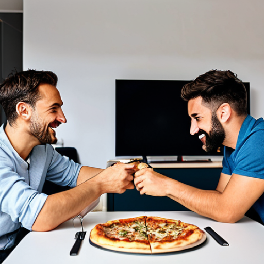 Friends Playing Valorant Together** "Three friends, two male and one female, fully clothed in casual clothing, sitting around a table in a modern apartment in Italy, playing Valorant on laptops. Pizza and drinks on the table. Energetic and happy atmosphere, showcasing teamwork. Safe for work, appropriate content, family-friendly, professional lighting, perfect anatomy, correct proportions, natural pose." **