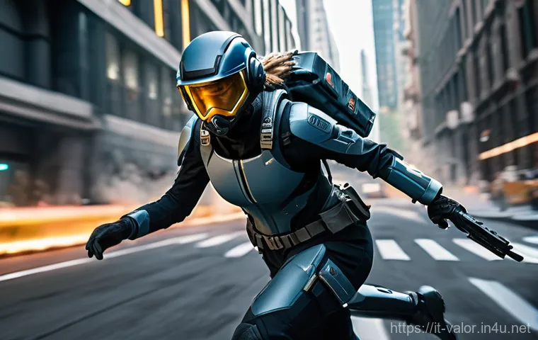 발로란트 플래시 뱅 피하기 - **Prompt:** "A male Valorant agent, clad in full tactical armor and protective clothing, is strategi...