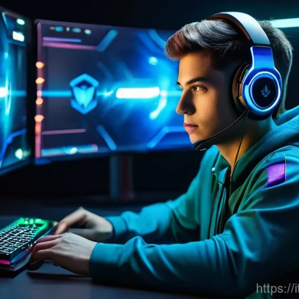 발로란트 계정 보안 설정법 - "A vigilant young adult gamer, gender-neutral, with a determined expression, is seated at a sleek, f...