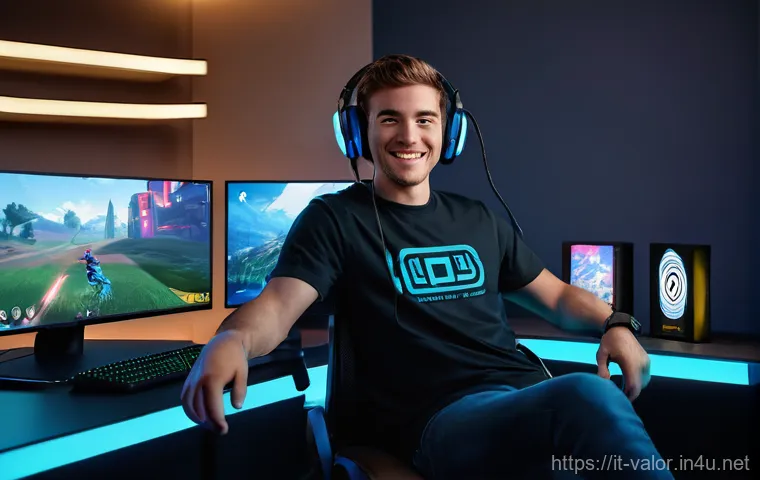 발로란트 계정 보안 설정법 - "A dynamic, empowering image of a gamer, mid-20s, standing confidently amidst a matrix of shimmering...