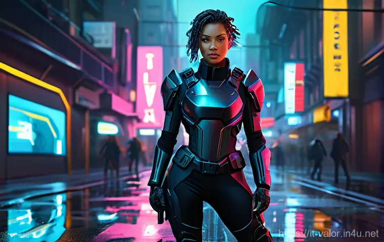 발로란트 최고의 유저 기반 콘텐츠 - A highly detailed digital illustration of Valorant's Agent Jett, reimagined with a futuristic cyberp...