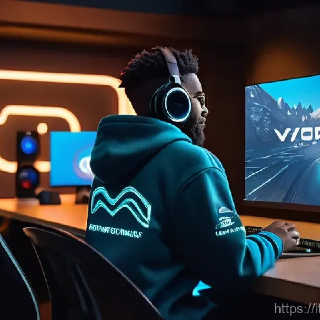 발로란트 유저 기반 콘텐츠 제작 비법 - **Prompt:** A diverse content creator, dressed in a comfortable, stylish gaming hoodie, sits at a mo...