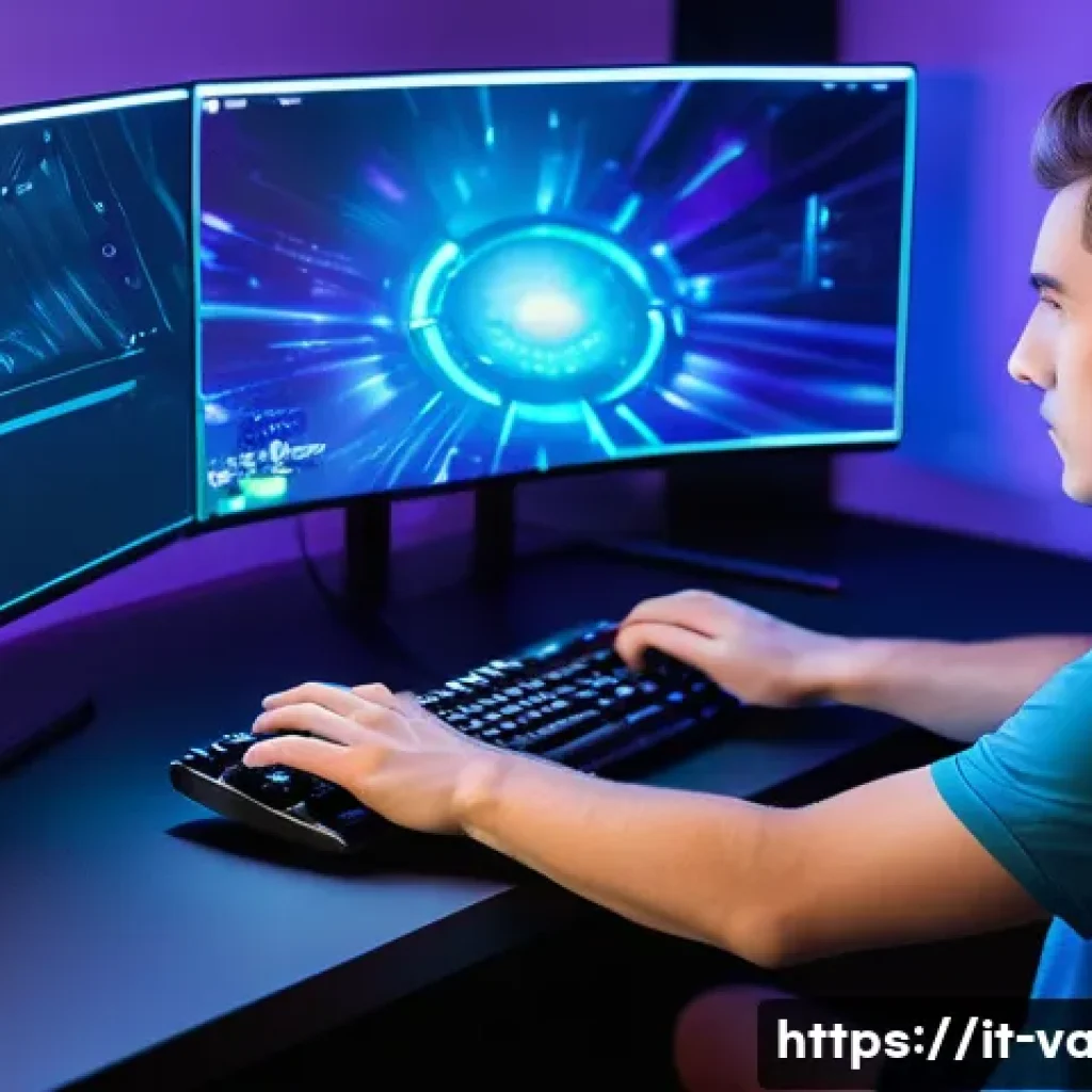 발로란트 에임 연습에 최적화된 맵 - **"Focused Warm-up Routine"**: A young adult gamer (wearing a comfortable t-shirt and athletic short...