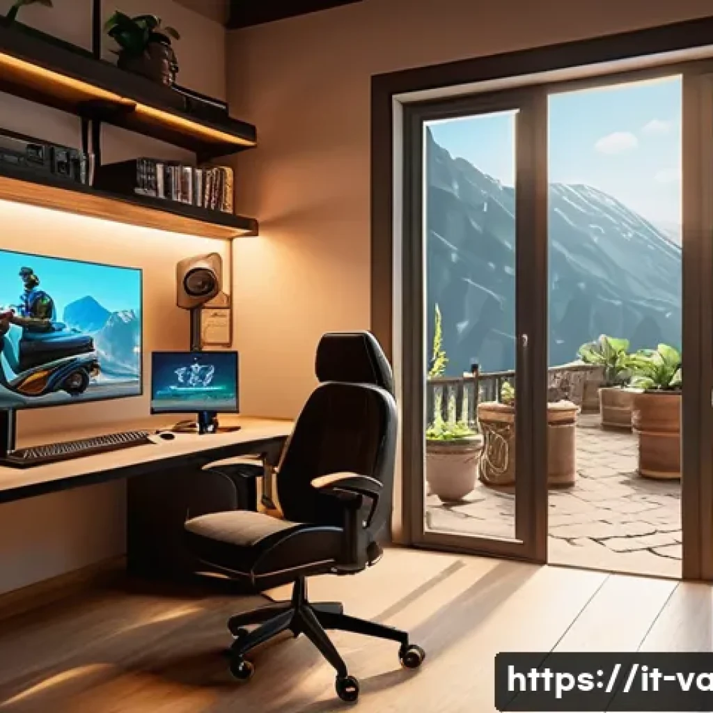 발로란트 경기 영상 공유 방법 - A cozy Italian gamer&rsquo;s room with warm natural light filtering through a window, featuring a mid-powe...