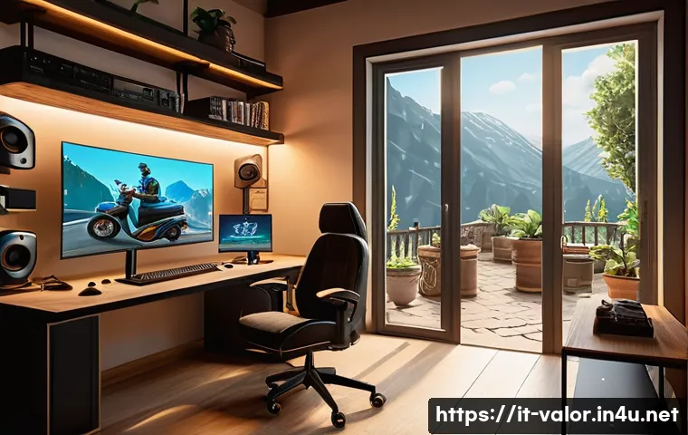 발로란트 경기 영상 공유 방법 - A cozy Italian gamer’s room with warm natural light filtering through a window, featuring a mid-powe...