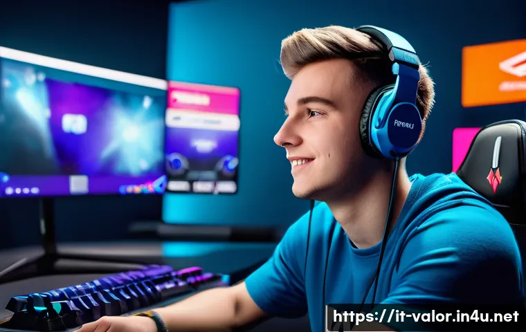 발로란트 e스포츠 콘텐츠 제작 - A vibrant gaming streamer setup focused on Valorant, featuring a young European male with short hair...