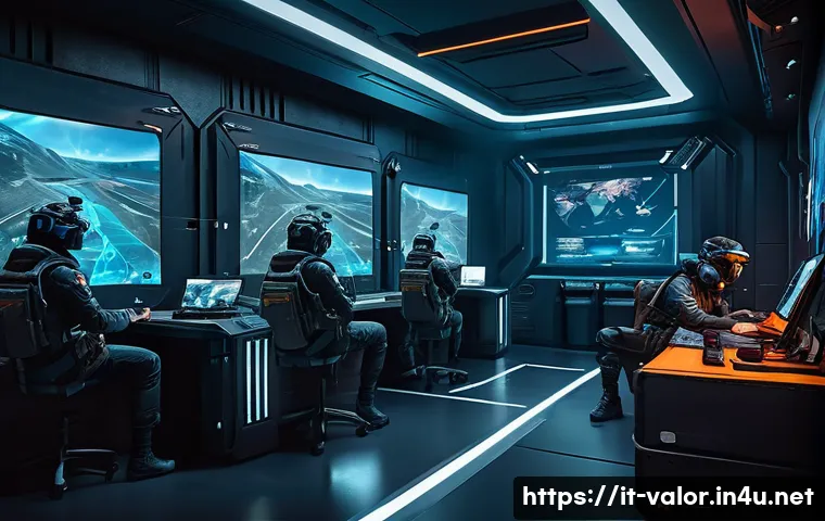 발로란트 맵별 필수 위치 - A dynamic tactical scene inside a futuristic Valorant map corridor, showcasing a diverse team of fou...