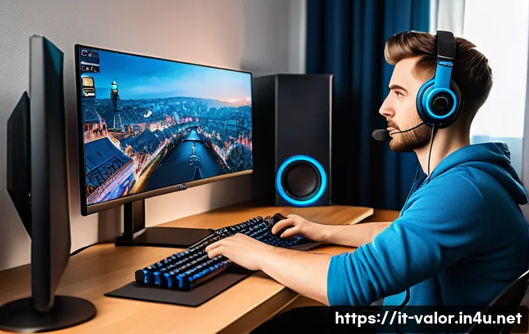 발로란트 유럽 서버 특징 - A dynamic esports gaming room set in a modern European apartment, featuring a young adult player foc...