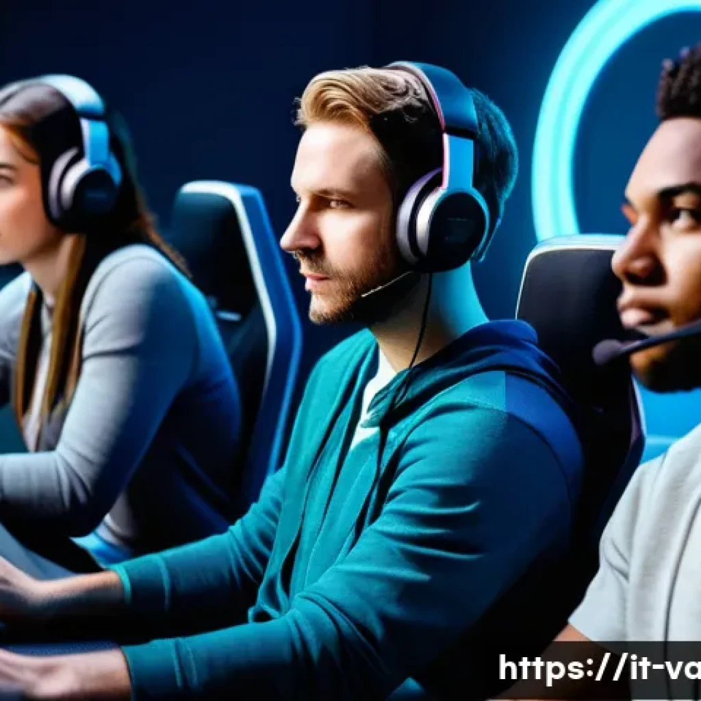발로란트 유저간 분쟁 해결법 - A diverse group of young adult gamers in a modern, well-lit gaming room, engaged in a tense but focu...