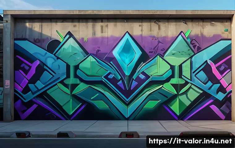 발로란트 이스터에그 찾기 - A vibrant, hidden mural on a concrete wall in a futuristic urban Valorant map, glowing subtly and sh...