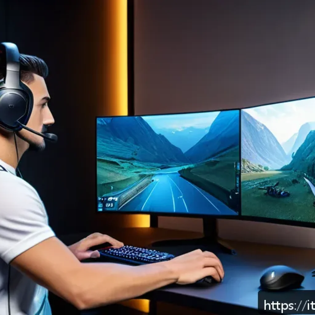 발로란트 오퍼레이터 연습법 - A focused gamer sitting at a modern gaming desk in a cozy room, demonstrating perfect posture with a...