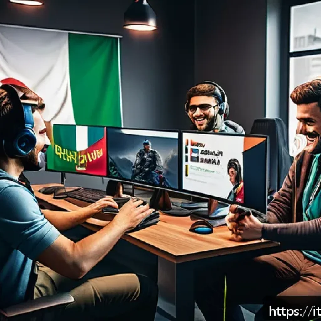 발로란트 추천 디스코드 서버 - A vibrant Italian Valorant Discord community scene showing diverse players engaging in lively voice ...