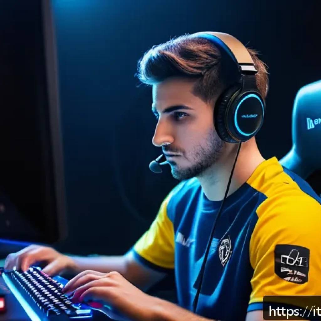 발로란트 프로게이머 인터뷰 영상 - A professional esports player sitting calmly in a modern gaming setup, wearing a comfortable esports...