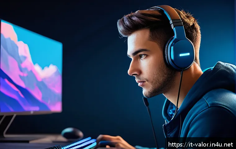 발로란트 유저 경험 콘텐츠 제작 - A modern content creator setup for streaming Valorant gameplay, featuring a young adult wearing casu...