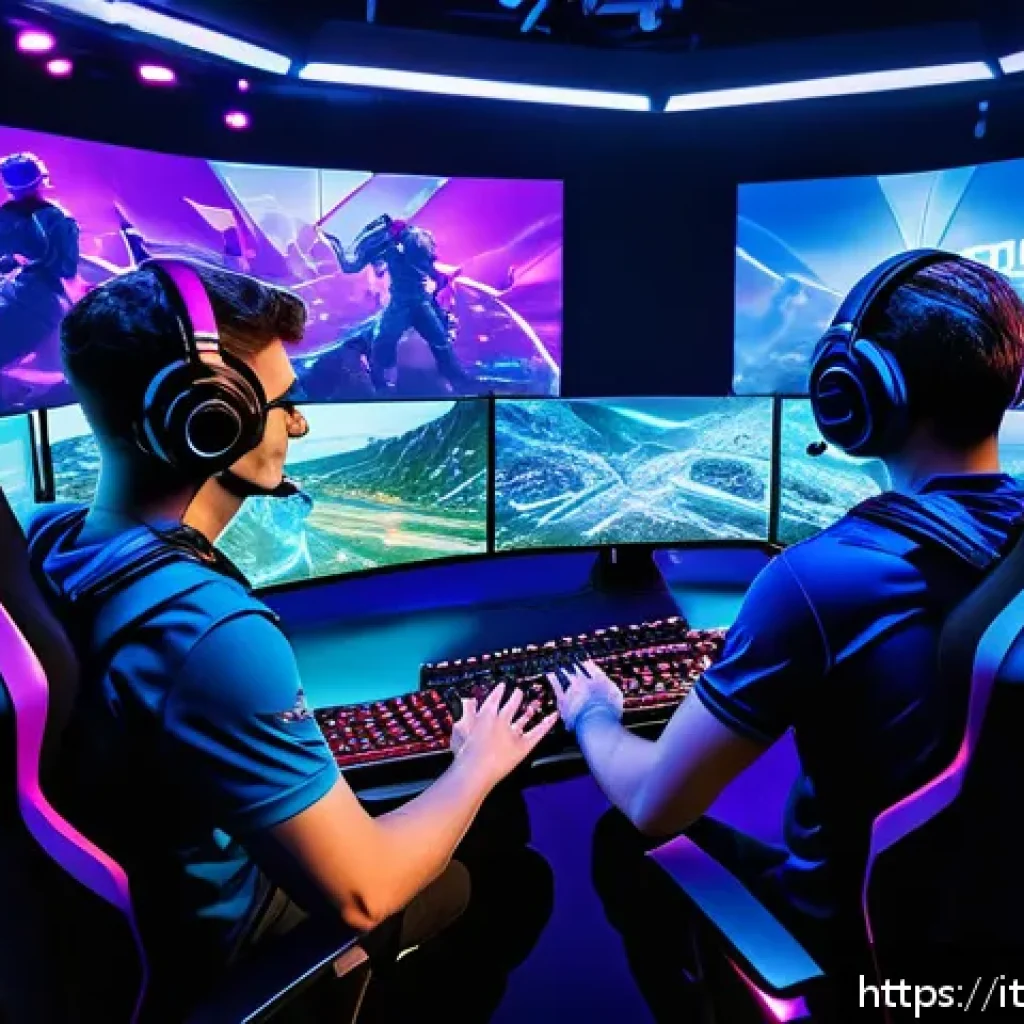 발로란트 유저 리뷰 반영 콘텐츠 - A dynamic esports team in a high-tech gaming arena, intensely coordinating strategies during a Valor...
