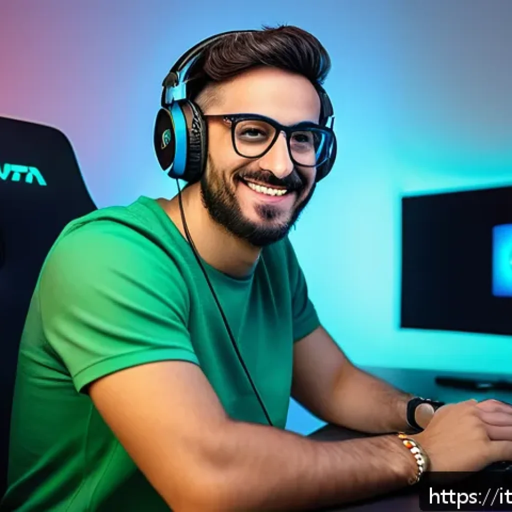 발로란트 인기 스트리머 소개 - A charismatic Italian Valorant streamer in a modern gaming room, sitting in front of a high-end PC s...