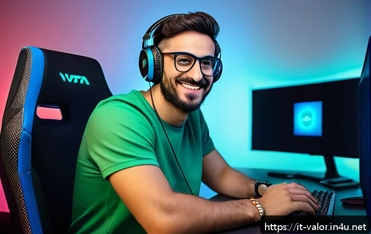 발로란트 인기 스트리머 소개 - A charismatic Italian Valorant streamer in a modern gaming room, sitting in front of a high-end PC s...