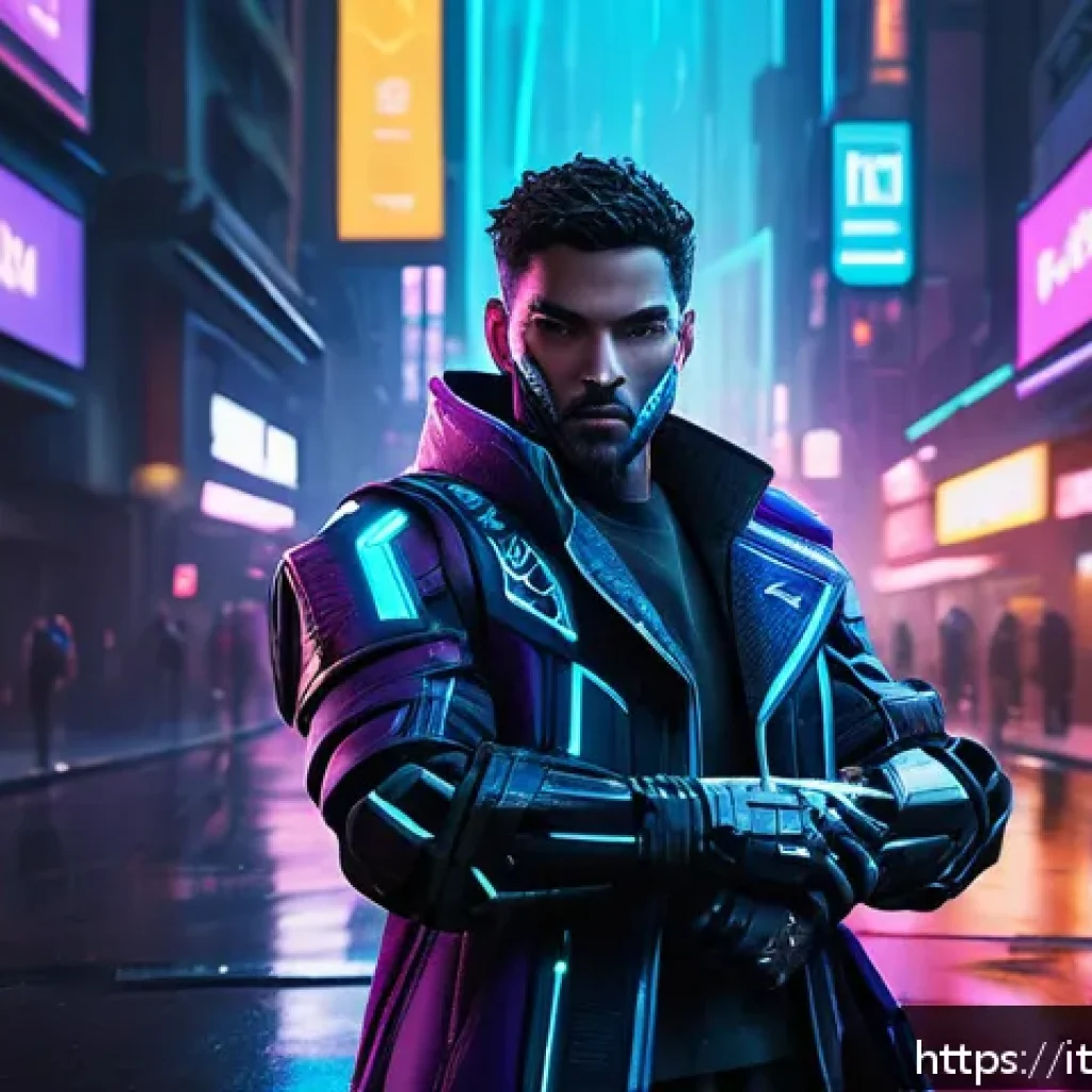 발로란트 스킨의 진화 과정 - A futuristic Valorant weapon skin concept inspired by cyberpunk aesthetics, featuring sleek metallic...