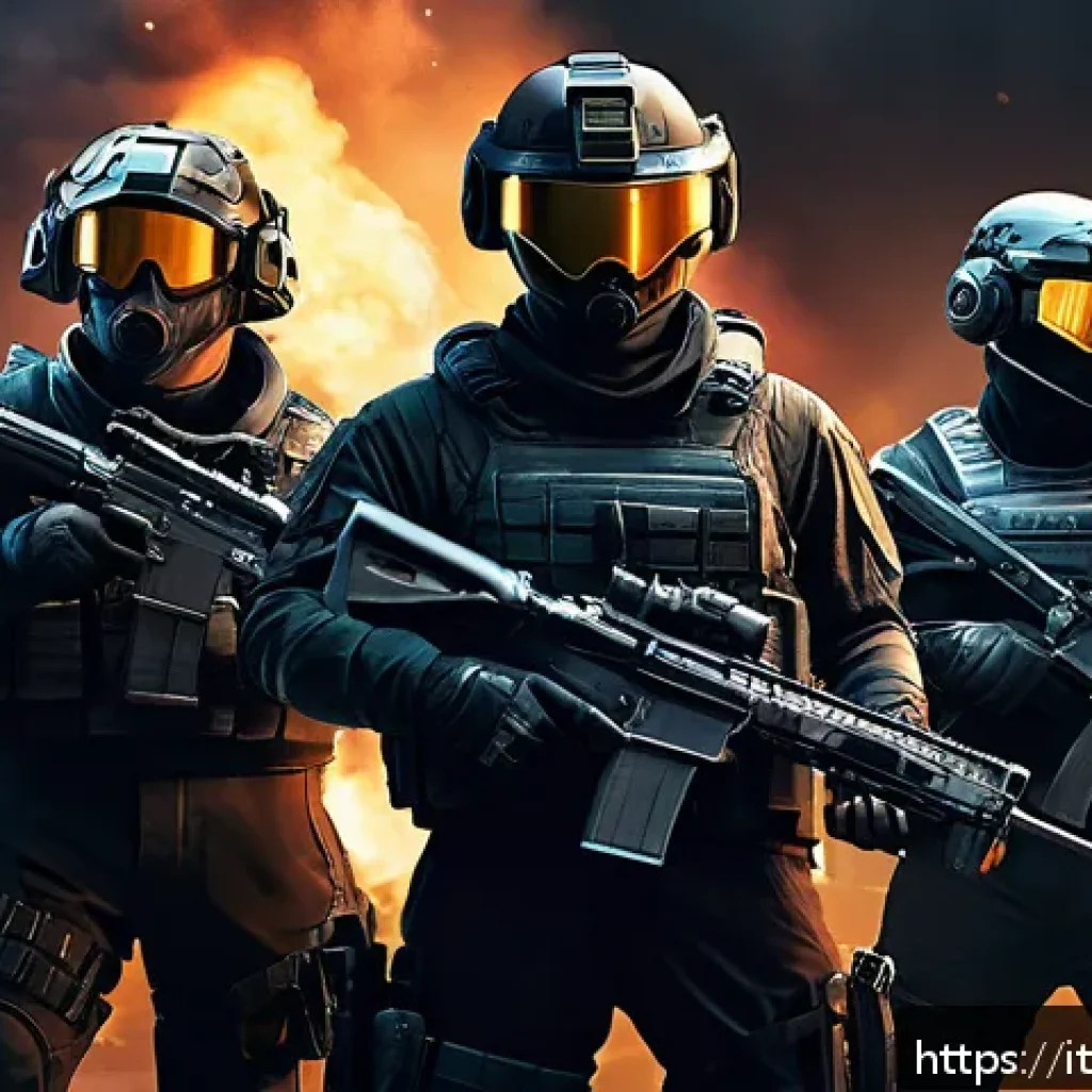 발로란트 유저 리뷰와 피드백 - A dynamic, realistic first-person shooter scene set in a futuristic urban battleground at dusk, feat...