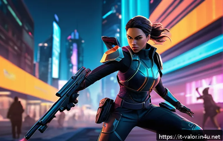 발로란트 초보자가 해야 할 10가지 - A dynamic scene showcasing a Duelist agent from Valorant, such as Phoenix or Reyna, in mid-action on...