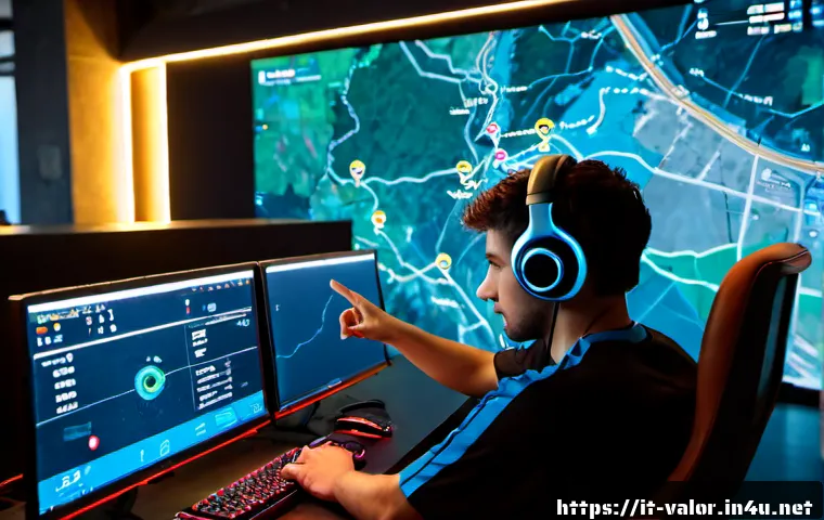 발로란트 라운드 운영 꿀팁 - Photorealistic cinematic esports scene in a modern Italian gaming lounge in Milan, five focused youn...